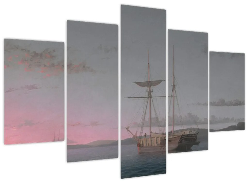 Tablou - Fitz Henry Lane, Lumber Schooners at Evening on Penobscot Bay, reproducere (150x105 cm)
