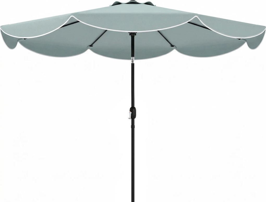 Outsunny Parasol de grădină exterior rotund înclinabil cu 3 poziții cu 8 spițe și faldon, Φ265 x 235 cm, Albastru | Aosom Romania
