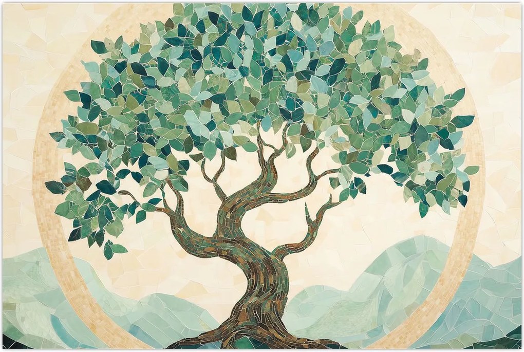 Tablou – Mozaic elegant cu arbore (90x60 cm)