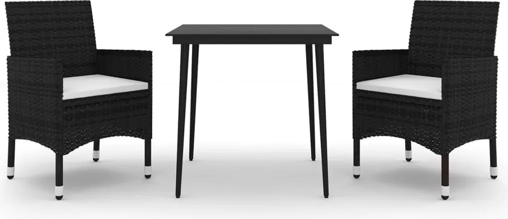 vidaXL Set mobilier de grădină cu perne, 3 buc., poliratan și sticlă