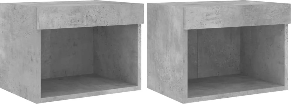 vidaXL Noptiere cu lumini LED montate pe perete, 2 buc., gri beton