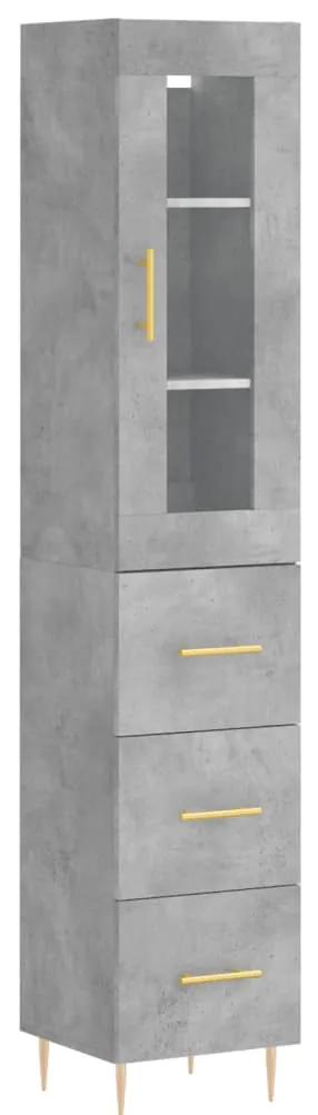 3199229 vidaXL Dulap înalt, gri beton, 34,5x34x180 cm, lemn prelucrat