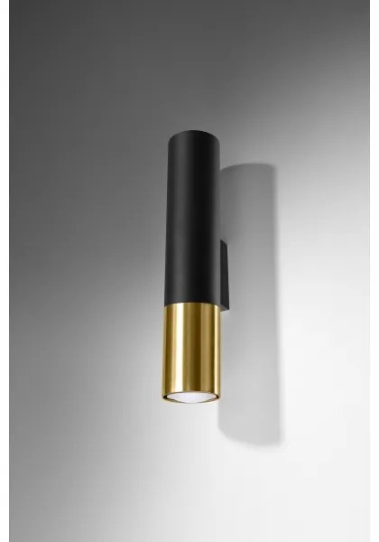 Aplică LOOPEZ 2xGU10/40W/230V neagră/aurie Sollux SL.0950
