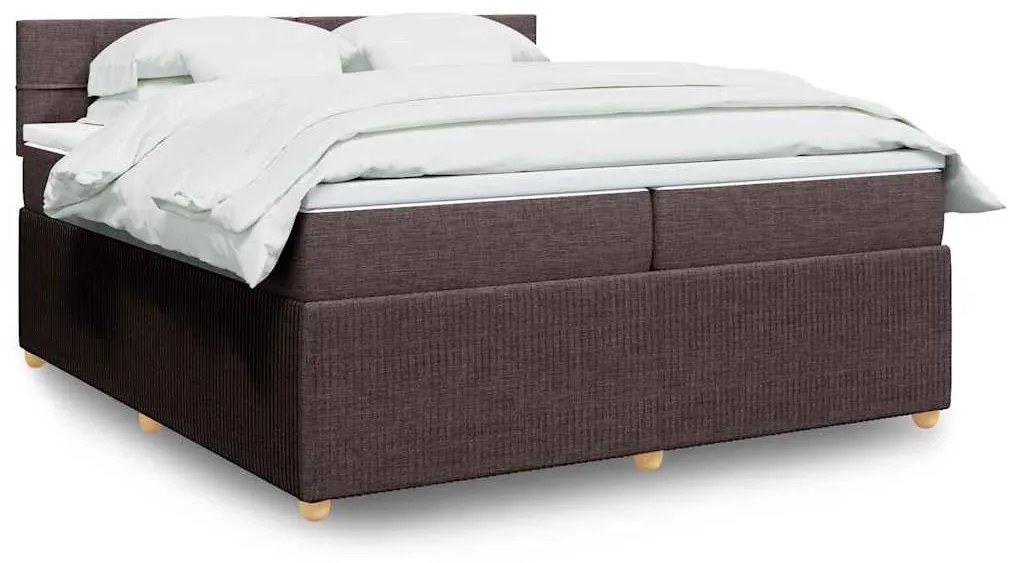 vidaXL Pat box spring cu saltea, maro închis, 200x200 cm, textil