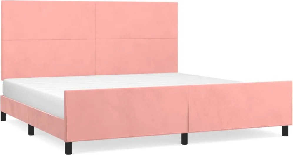 vidaXL Cadru de pat cu tăblie, roz, 200x200 cm, catifea
