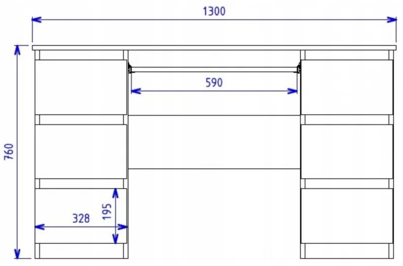 BIA501 - Birou 130 cm, masa office cu sertare - Alb mat