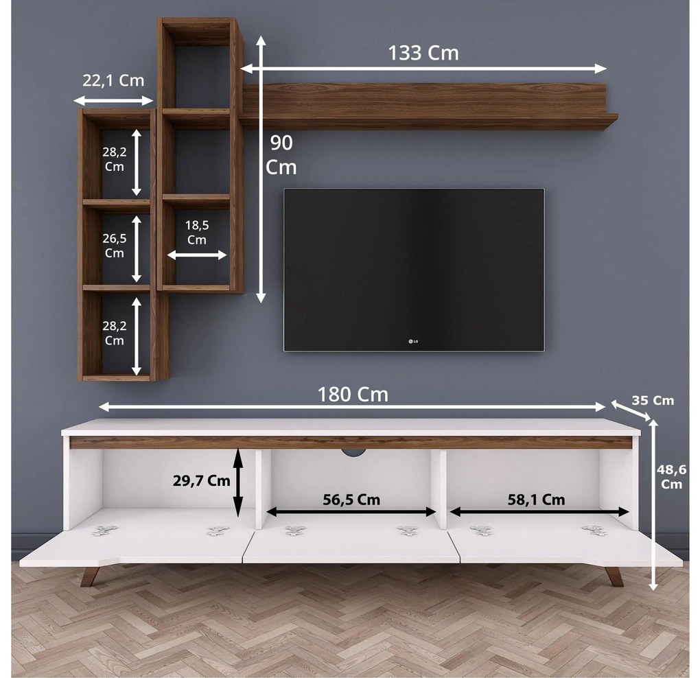 Mobilier living Mitevu 10 (alb + Nuc) . 1095672