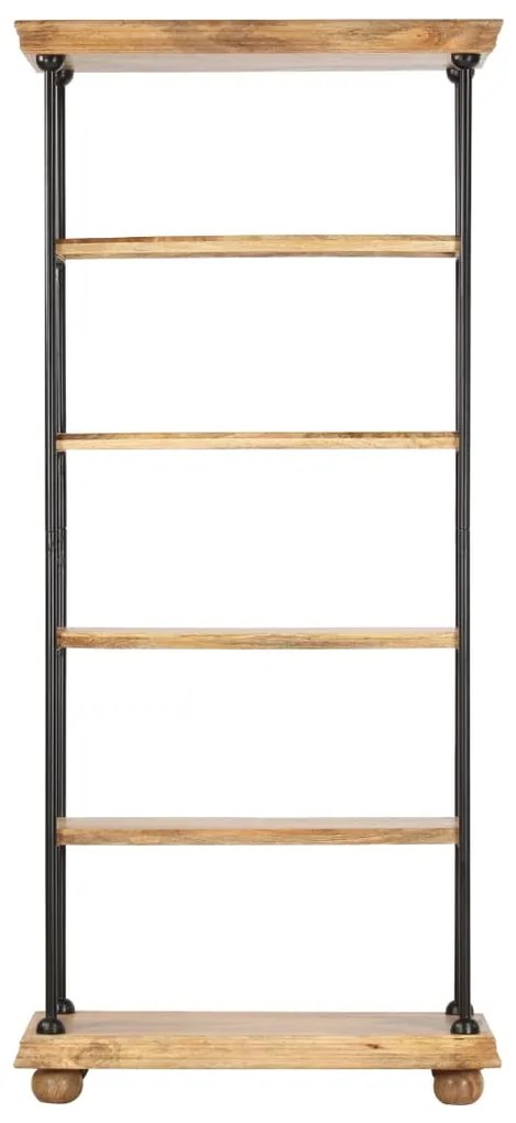 286269 vidaXL Bibliotecă cu 5 rafturi 80x35x180 cm, lemn masiv mango și oțel