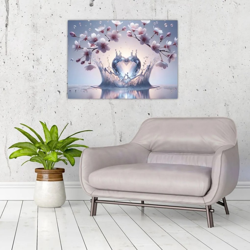 Tablou pe sticlă - Inimă de diamant (70x50 cm)