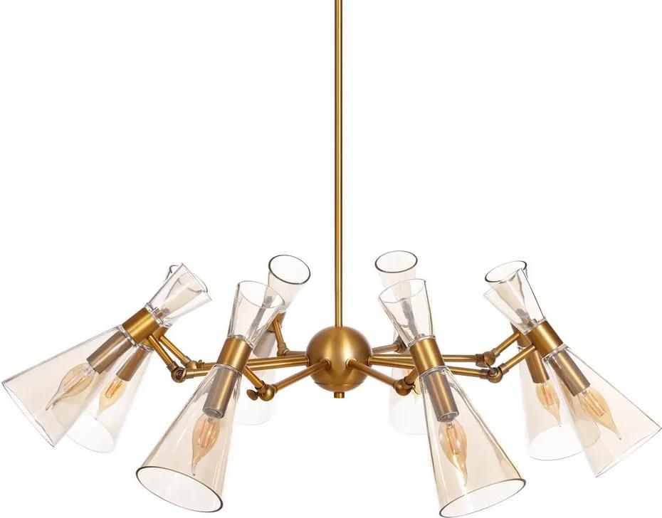 Corp de iluminat suspendat alama 8 becuri Ø 83cm H 126cm Ceiling Lamp Gold Metal/Glass | PRIMERA COLLECTION