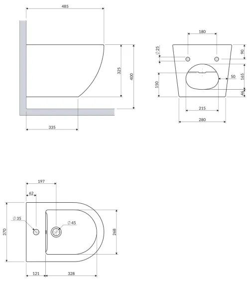 OMNIRES OTTAWA BIBP - Bideu suspendat OTTAWA, ceramică, alb lucios