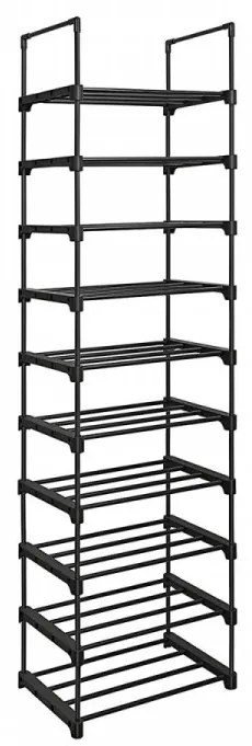 Suport pantofi cu 10 rafturi, metal / plastic, negru, Vasagle