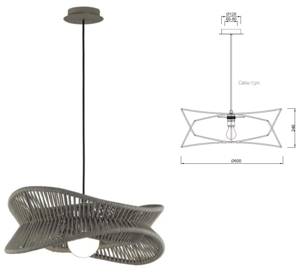 Lustra/Pendul iluminat exterior IP44 POLINESIA 60cm