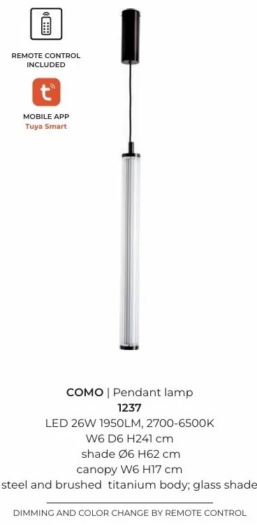 Lustra LED smart cu telecomanda COMO titan periat