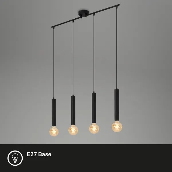 Lustră pe cablu LONGA 4xE27/60W/230V negru Briloner