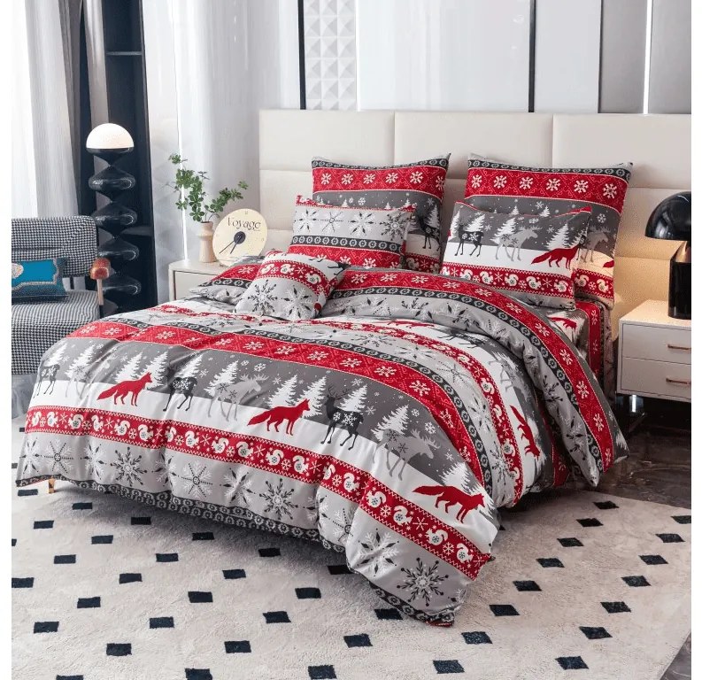 Lenjerie de pat din microfibra de flanel SNOWY FOREST gri Dimensiune lenjerie de pat: 70 x 90 cm | 140 x 200 cm
