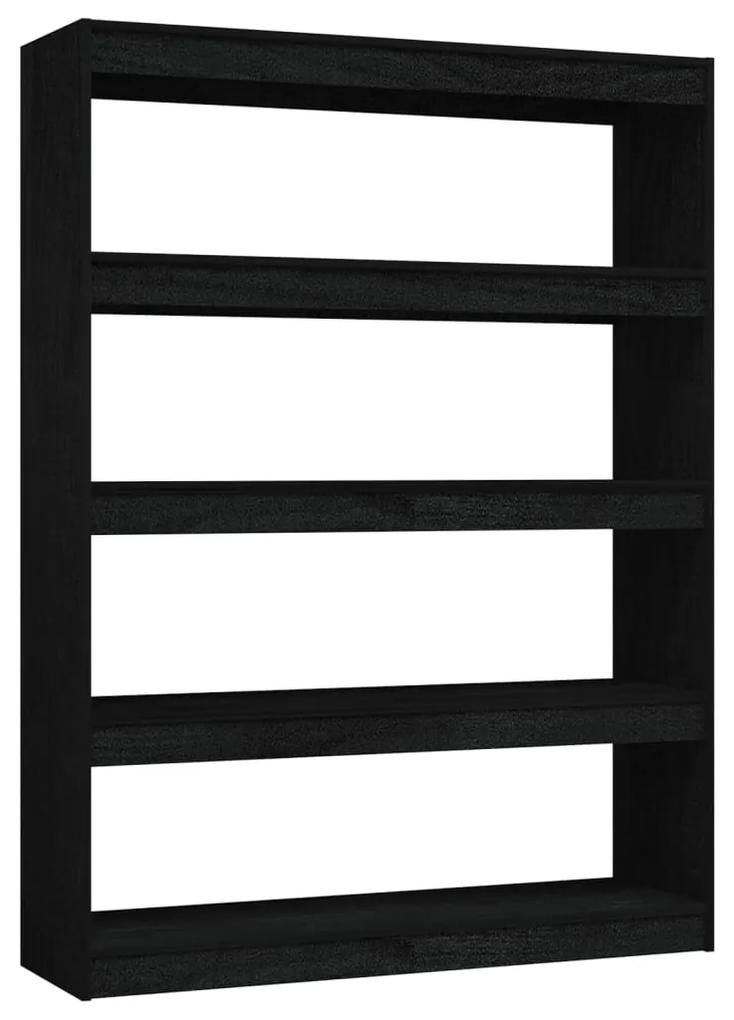 808222 vidaXL Bibliotecă/Separator cameră negru 100x30x135,5 cm lemn de pin