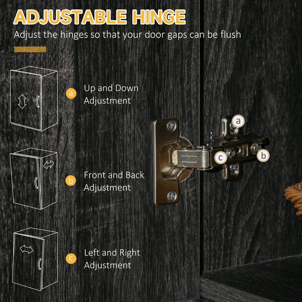 HOMCOM Bufet de Bucătărie cu Sertar și Blat, Uși și Rafturi Reglabile, 101x39x180 cm, Negru | Aosom Romania