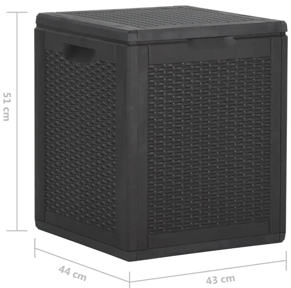 Cutie de depozitare pentru gradina, negru, 90L, PP ratan Negru, 43 x 44 x 51 cm