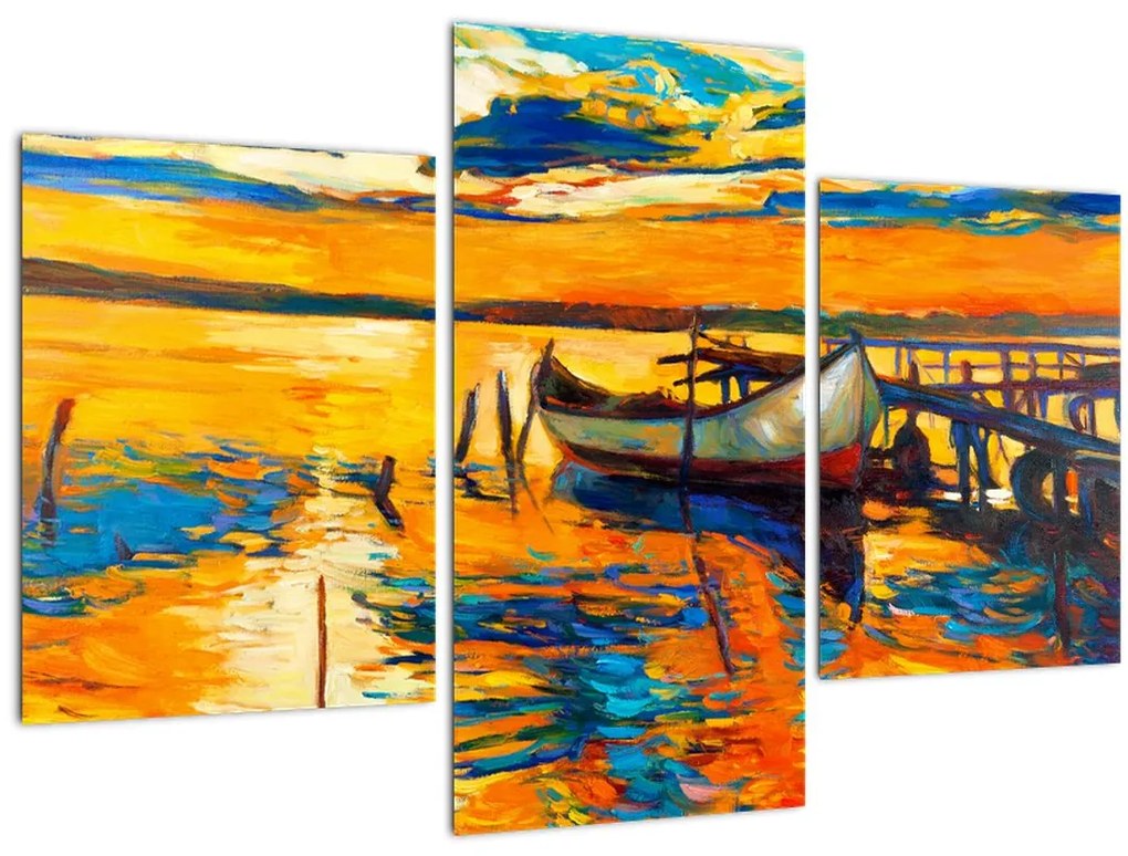 Tablou - Barca la apus de soare (90x60 cm)