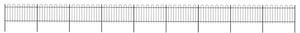 vidaXL Gard de grădină cu vârf curbat, negru, 15,3 x 1 m, oțel