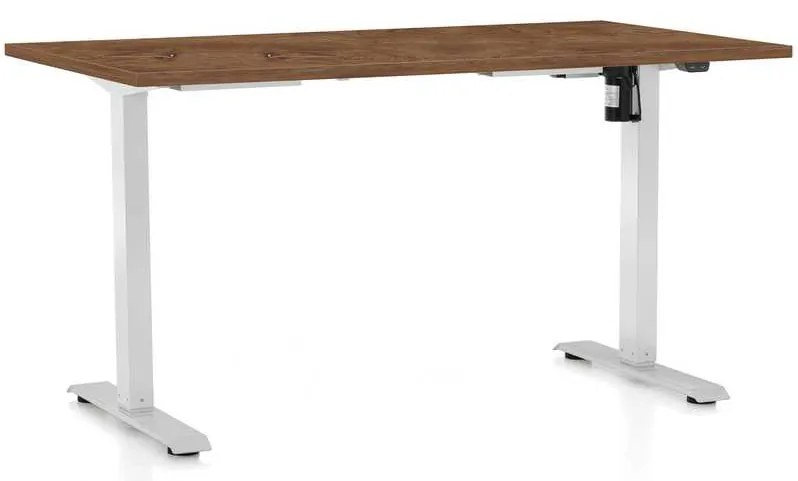 Masă înălțime reglabilă OfficeTech A, 120 x 80 cm, picioare albe, stejar silverjack