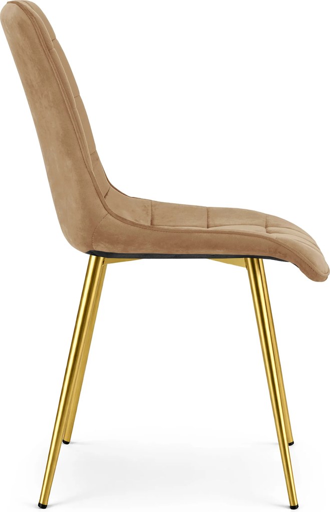 OFERTA Scaun de dining SPLIT VELVET cu picioare aurii, maro clasa a II-a