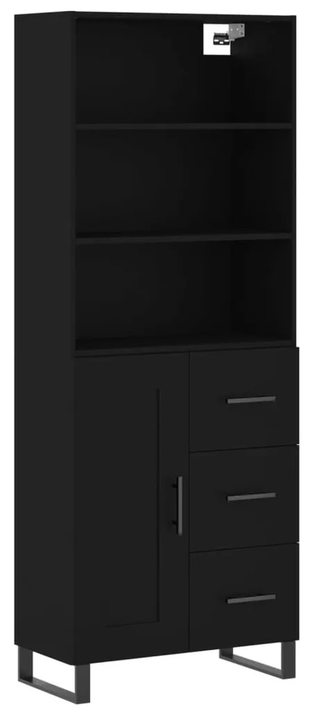 3190046 vidaXL Dulap înalt, negru, 69,5x34x180 cm, lemn compozit