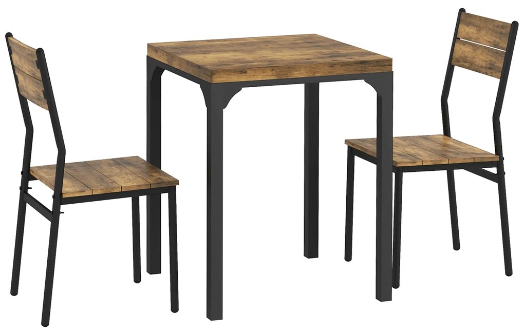 HOMCOM Set masa de dining cu 2 scaune encastrabile, pentru bucatarie living casa, rustic | Aosom Romania