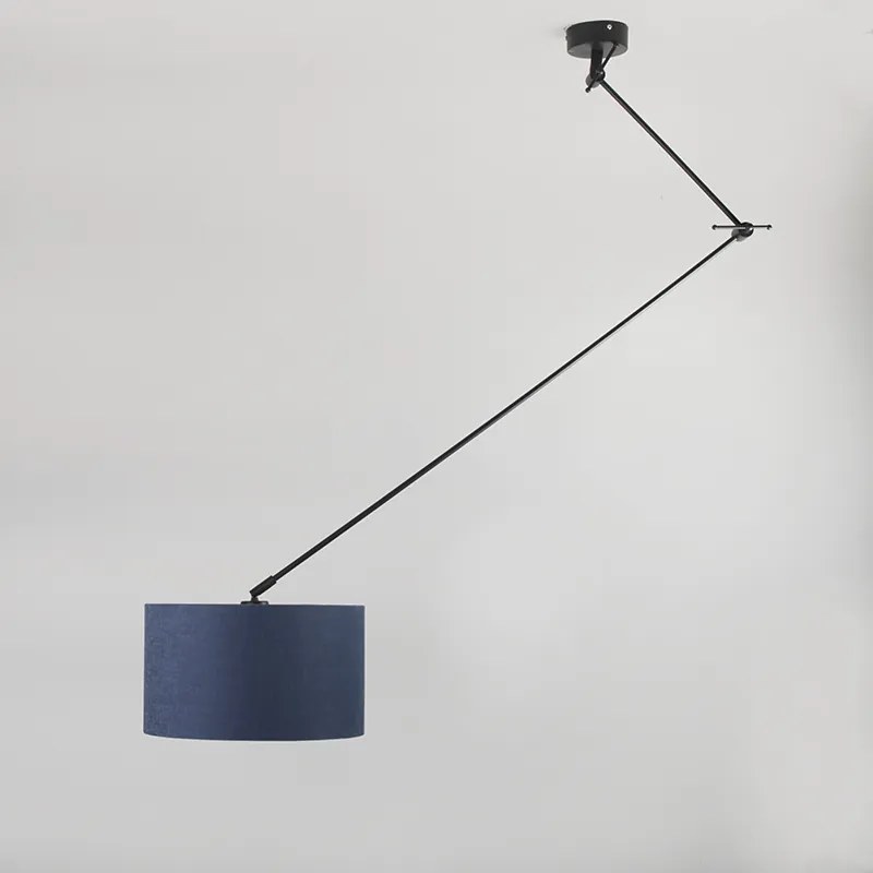 Lampă suspendată neagră cu abajur 35 cm albastru reglabil - Blitz