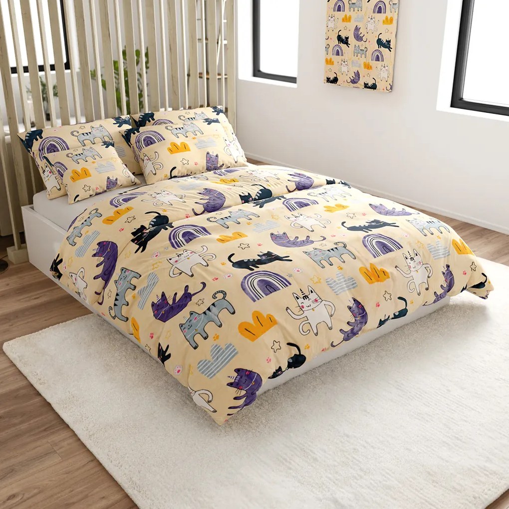 Lenjerie cocolino PURRSLEEP bej Dimensiune lenjerie de pat: 2 buc 70 x 90 cm | 200 x 220 cm