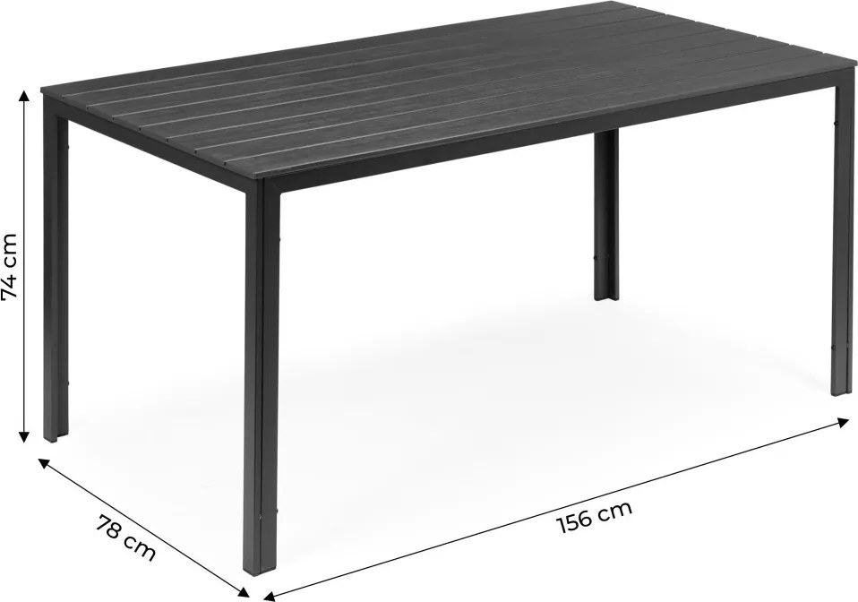 Masă de grădină cu 6 locuri 156x78 cm polywood gri