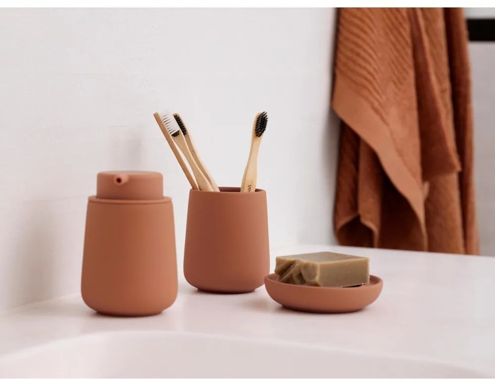 Dozator de săpun lichid portocaliu din gresie ceramică 250 ml Nova One – Zone