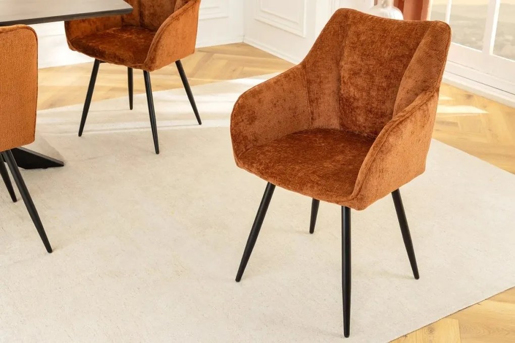 Set de 2 scaune pivotante, Metal Negru, Chenille Maro, AVIGNON A-46471 VC