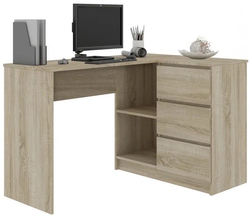 Expedo Birou KORDA B16 3SZ, 124,5x77x50, alb/alb luciu, dreapta
