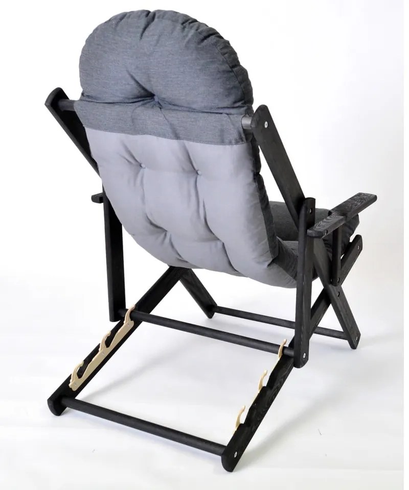 Șezlong de grădină gri închis din lemn pliabil Borneo – Rojaplast