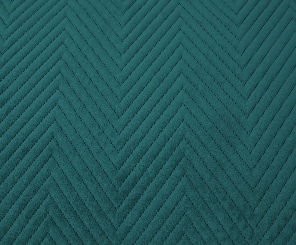 Cuvertura de pat din catifea turcoaz cu model ARROW VELVET Dimensiuni: 220 x 240 cm