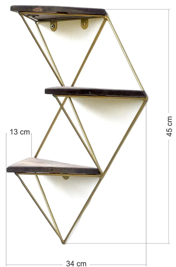 Raft de perete decorativ Duvelo 18 (nuc + auriu) . Promo -6%. 1093669