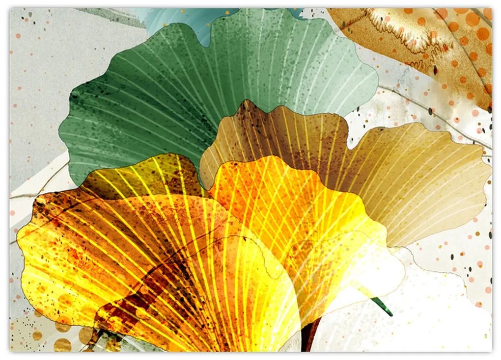 Tablou pe sticlă - Frunze (70x50 cm)