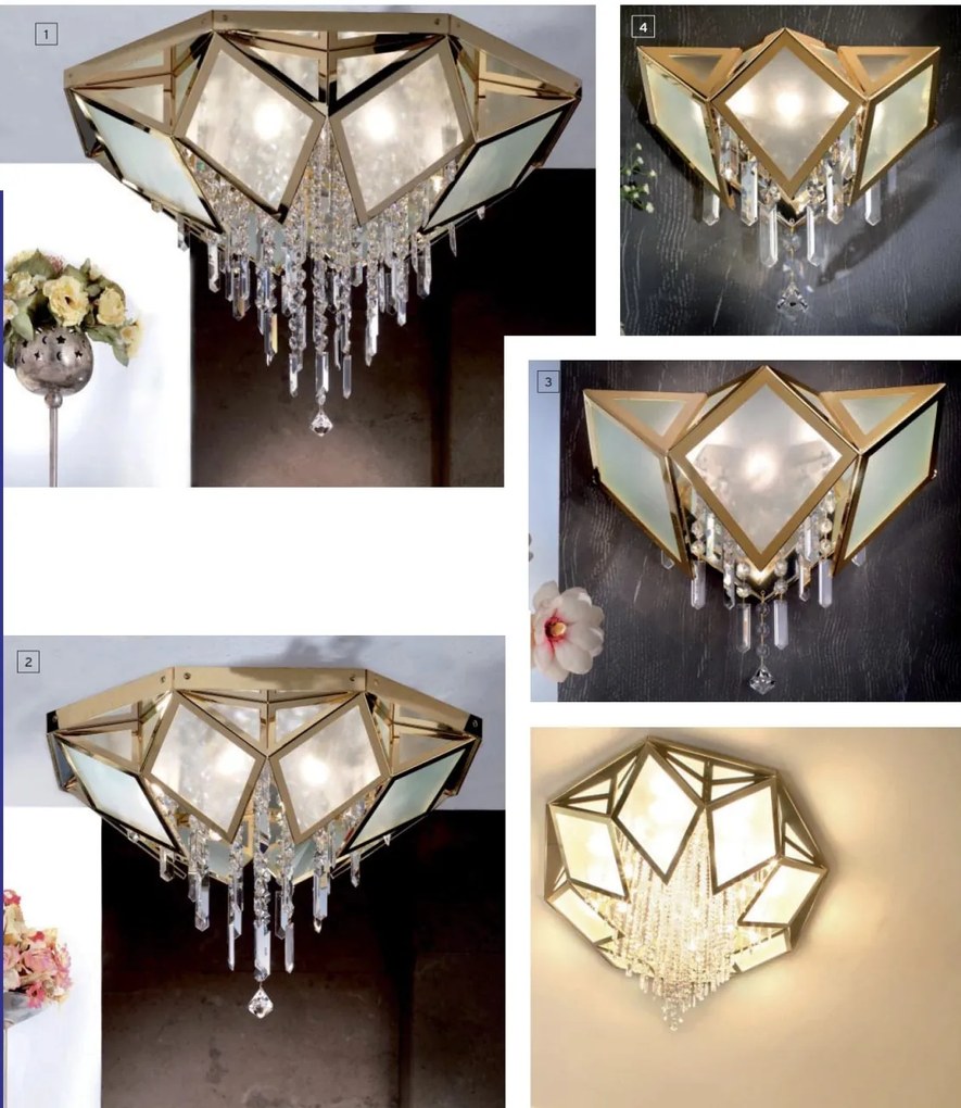 Aplica de perete cristal Swarovski Spectra design de lux Oktogon 30cm 24K gold plated