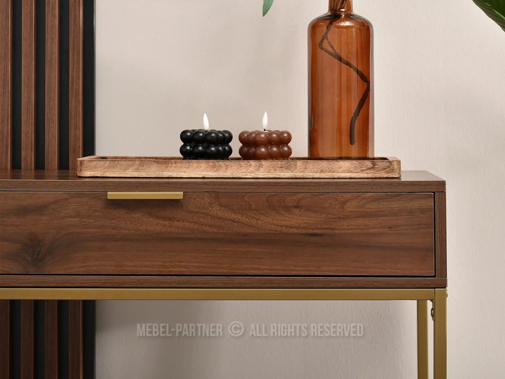 Măsuță consolă Norma M (nuc + auriu). Promo -8%. 1110818