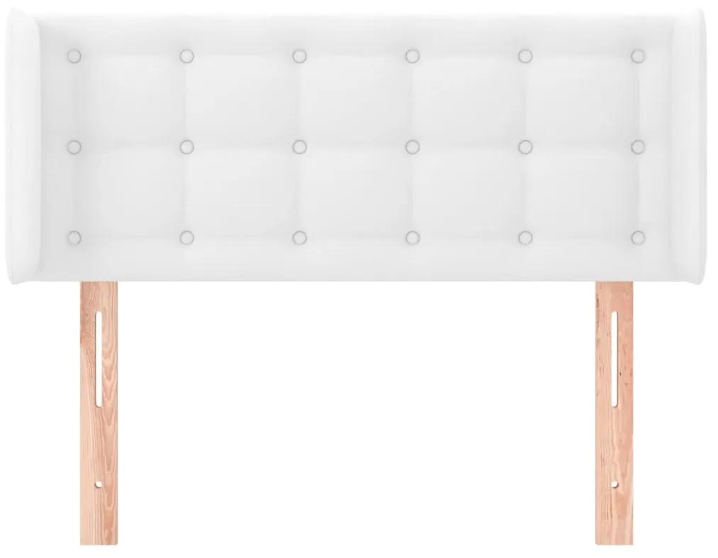 Tablie de pat cu aripioare alb 83x16x78 88 cm piele ecologica 1, Alb, 83 x 16 x 78 88 cm