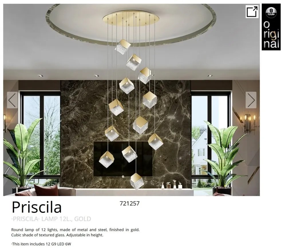 Lustra suspendata casa scarii design decorativ Priscila aurie