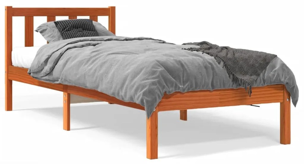 844807 vidaXL Cadru de pat, maro ceruit, 100x200 cm, lemn masiv de pin