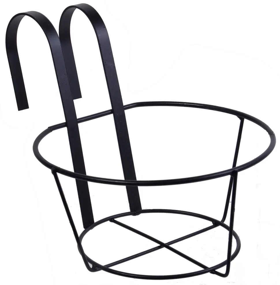 Suport suspendabil rotund pentru ghivece, 20x18 cm, Fier, Negru