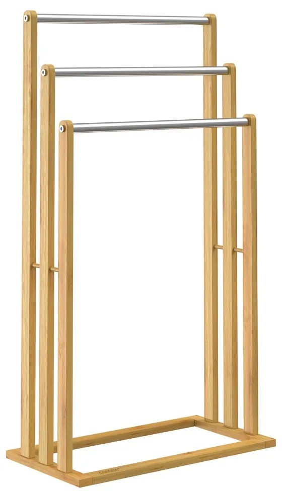 Suport de prosoape de bambus RUBBY cu bare metalice, 46x24x84cm, maro/argintiu Casaria