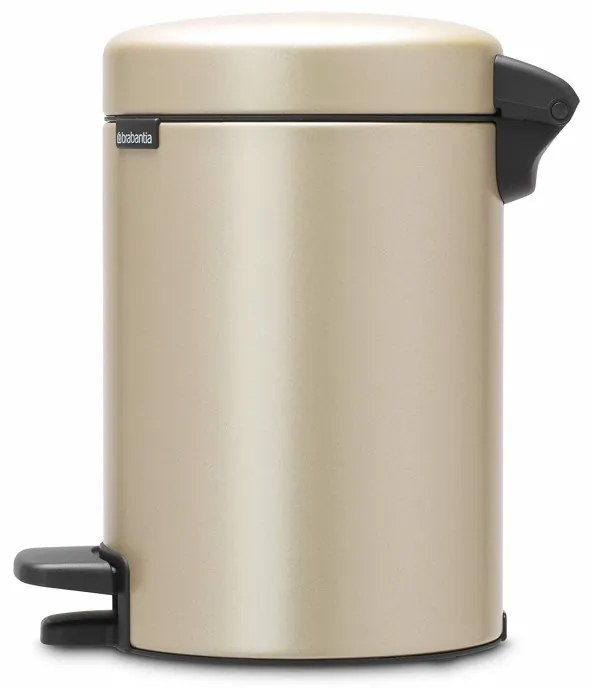 Cos de gunoi cu pedala Brabantia NewIcon 1003195, 3 L, Inchidere lina, Baza antiderapanta, Auriu metalic