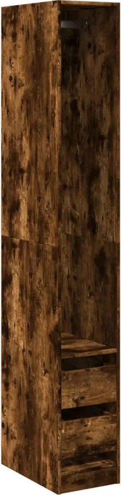 vidaXL Șifonier, stejar afumat, 30x50x200 cm, lemn prelucrat