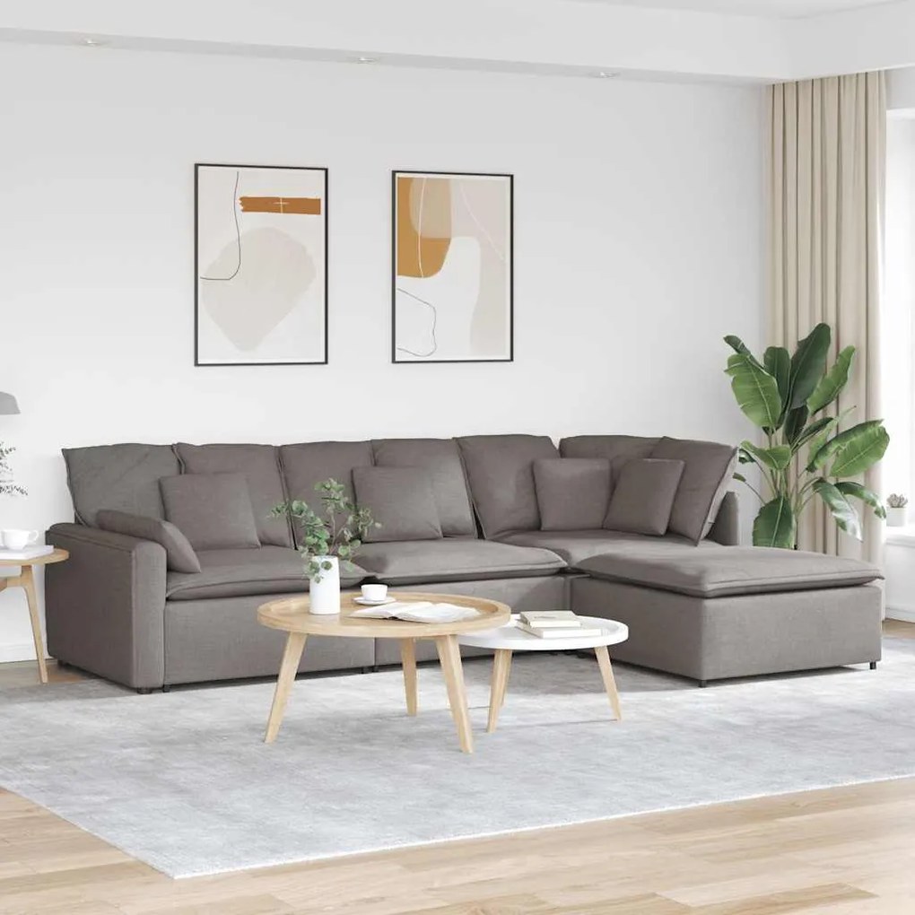 vidaXL Canapea modulară cu taburet și perne, textil, gri taupe