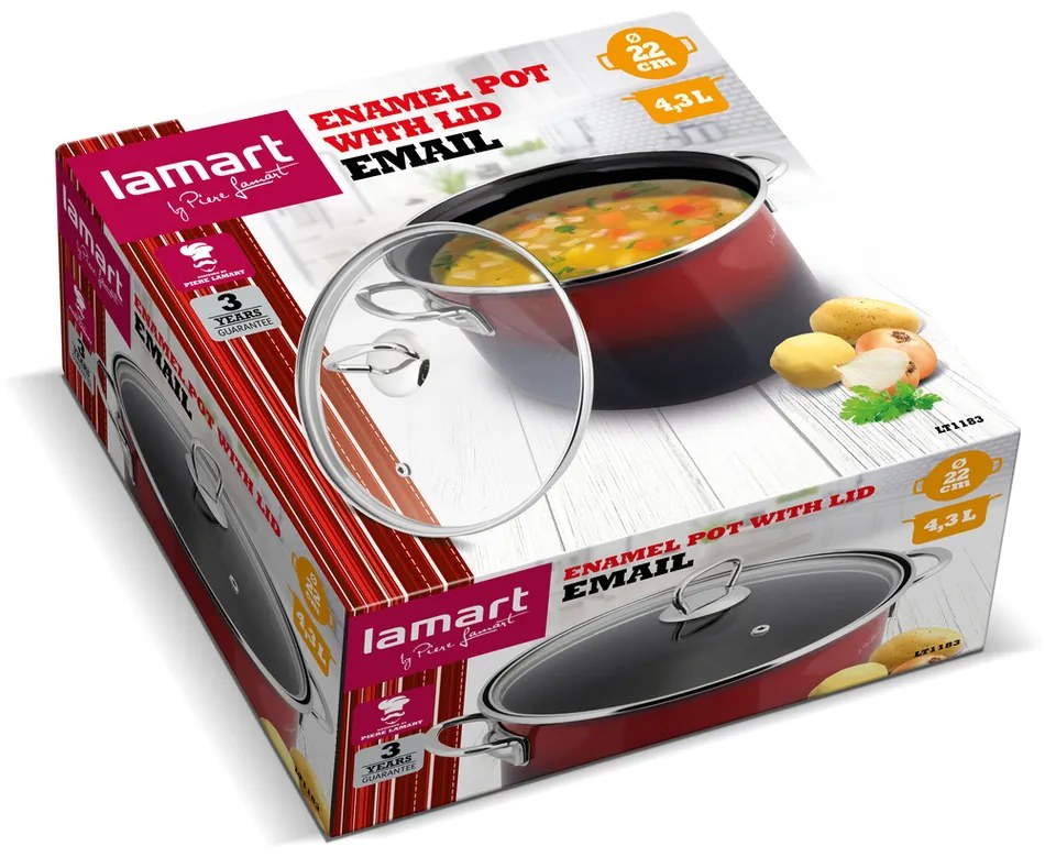 Cratiță smălțuită Lamart LT1183 Email, 22 cm, diam. 22 cm